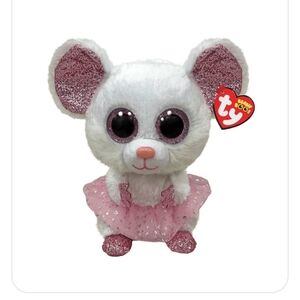 Ty Beanie Boo NiNA Pink And White Mouse With Tutu Plush Toy 6"